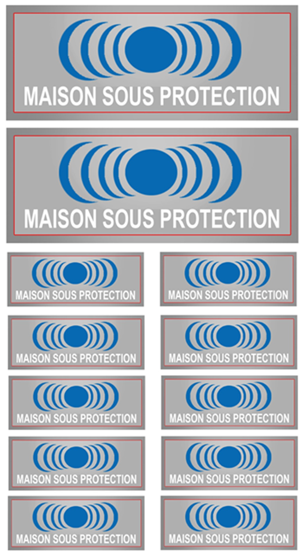 Maison sous protection (2 fois 15x6cm & 10 fois 7x2.5cm) - Sticker/autocollant