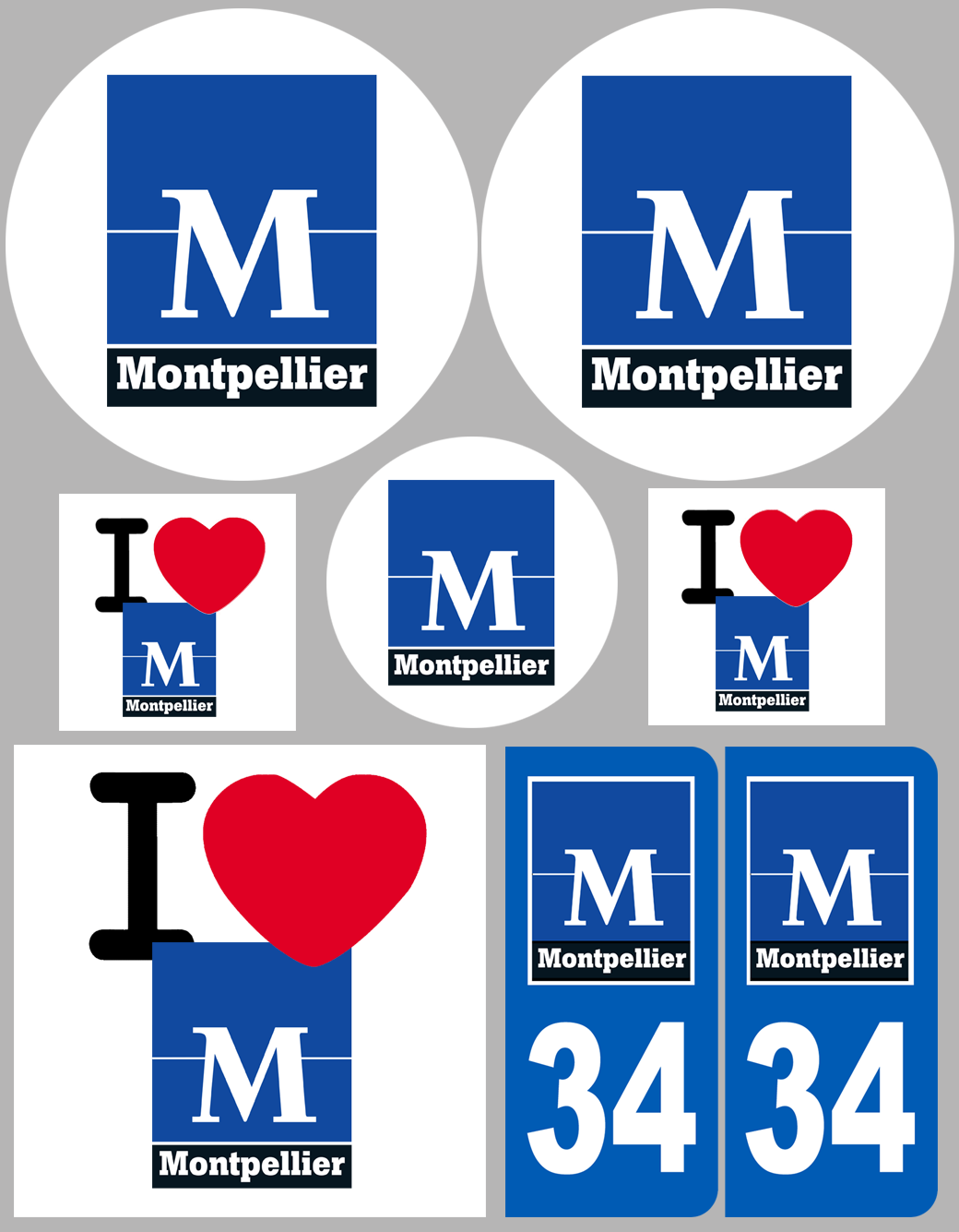 Montpellier (8 autocollants variés) - Sticker/autocollant