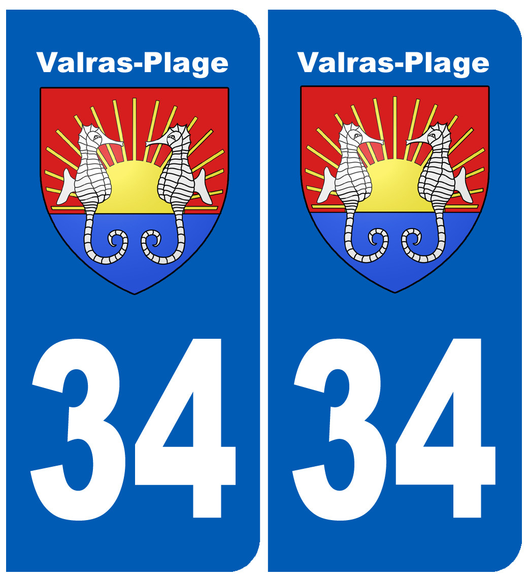 immatriculation 34 Valras-Plage - Sticker/autocollant