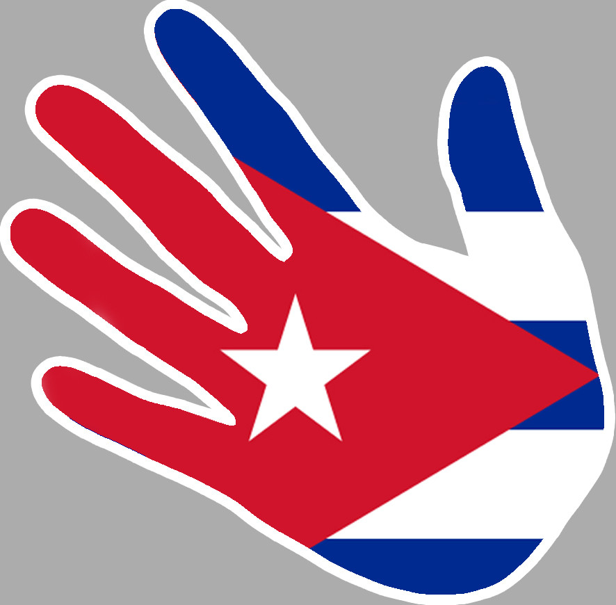 Drapeau main Cubaine - 15x15cm - Sticker/autocollant