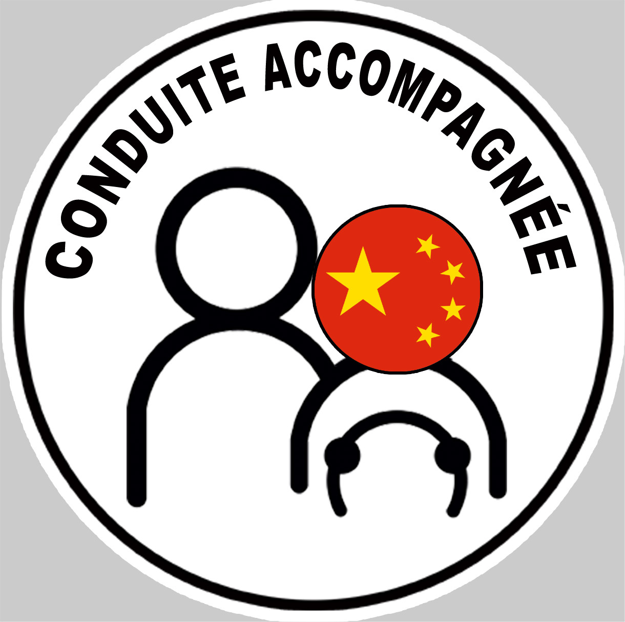 conduite accompagnée Chinois - 15x15cm - Sticker/autocollant