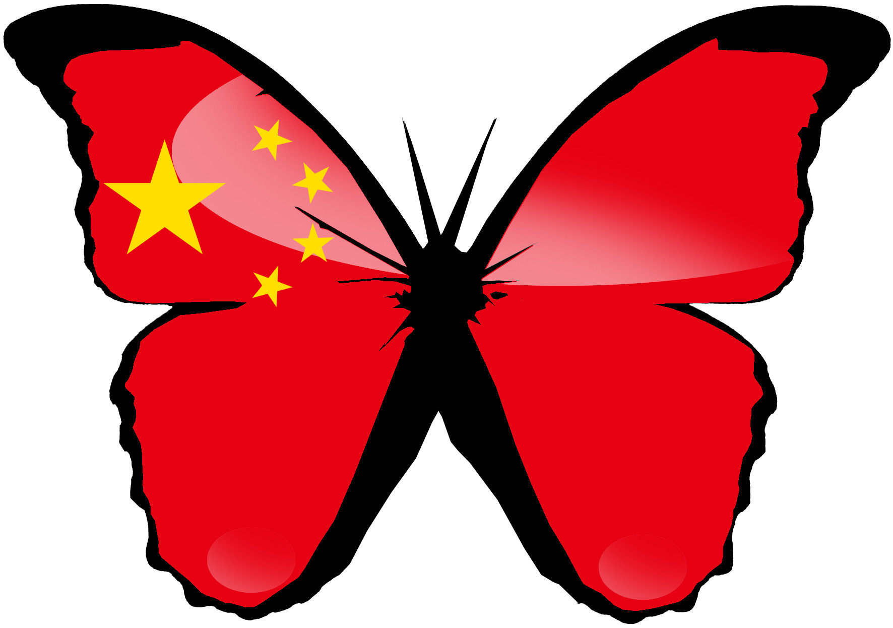 Effet papillon Chinois - 10x7cm - Sticker/autocollant