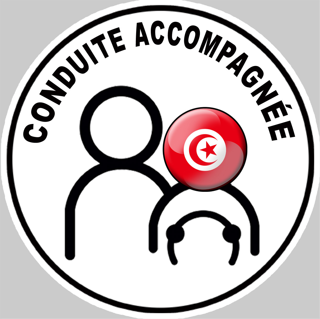 Conduite accompagnée Tunisie - 15x15cm - Sticker/autocollant