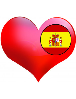 Coeur Espagne - 5x4.3cm - Sticker/autocollant