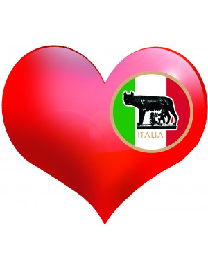 Coeur Italia - 11.5x10cm - Sticker/autocollant