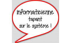 informaticienne tapant sur le système - 10x9cm - sticker/autocollant