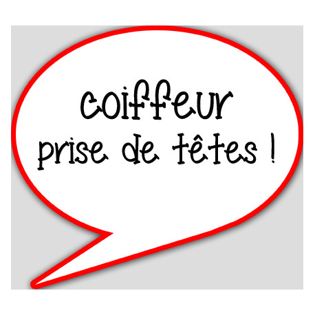 coiffeur prise de tête - 15x13.5cm - sticker/autocollant