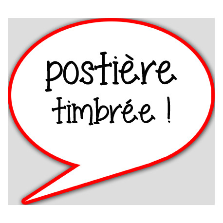 postière timbrée - 10x9cm - sticker/autocollant