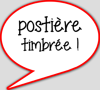 postière timbrée - 10x9cm - sticker/autocollant