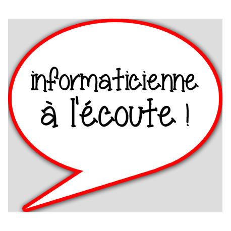 informaticienne à l'écoute - 15x13.5cm - sticker/autocollant