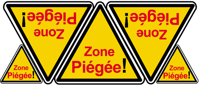 Zone Piégée - 3fois 10cm - 2fois 5cm - Sticker/autocollant