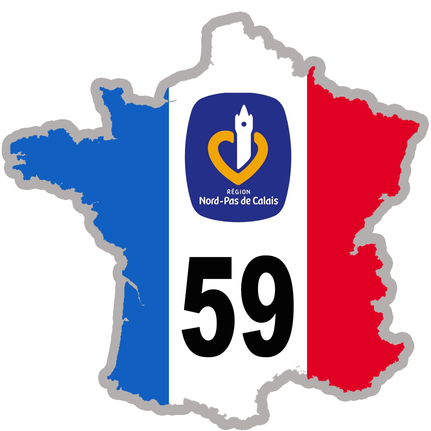 59 France Nord-pas-de-Calais - 20x20cm - Sticker/autocollant