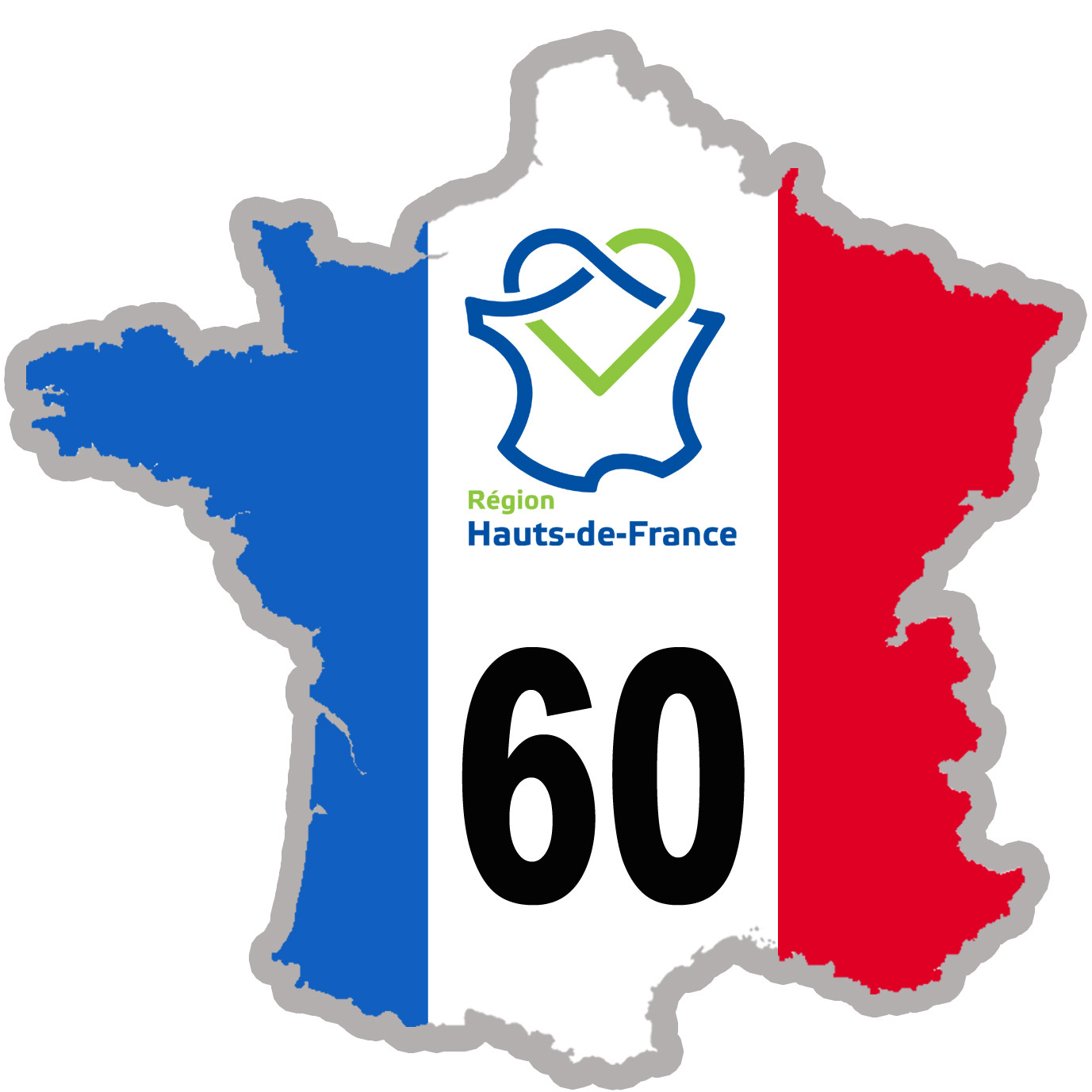 60 France Hauts-de-France - 20x20cm - Sticker/autocollant