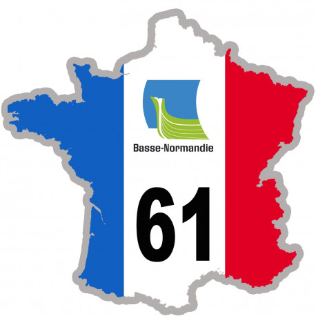 61 France Basse-Normandie - 5x5cm - Sticker/autocollant