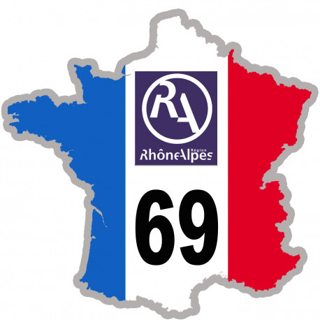 FRANCE 69 Rhône Alpes - 20x20cm - Sticker/autocollant