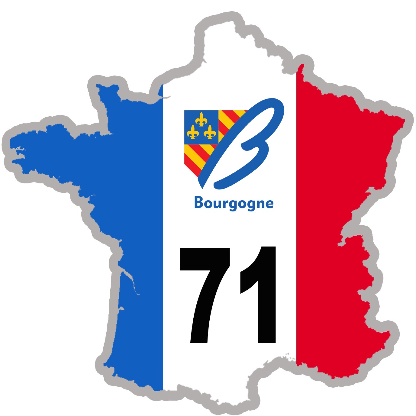 FRANCE 71 Bourgogne - 15x15cm - Sticker/autocollant