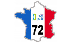 FRANCE 72 Pays de la Loire - 5x5cm - Sticker/autocollant