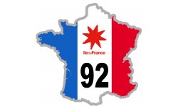 FRANCE 92 Ile de France - 5x5cm - Sticker/autocollant