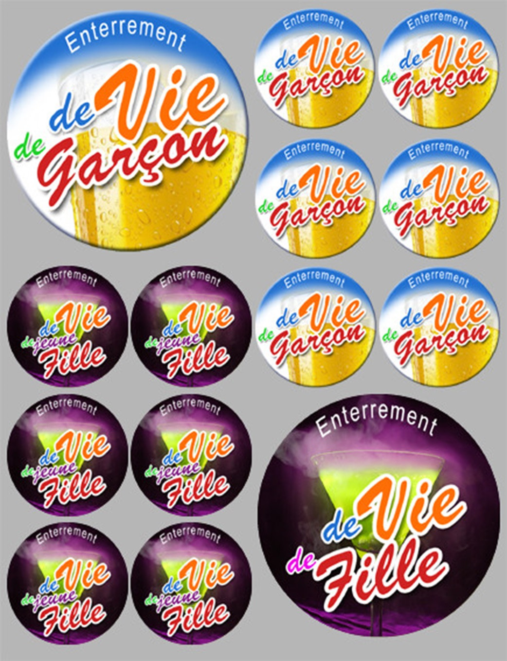 Enterrement de vie de fille et garçon (2fois 9cm - 12fois 5cm) - Sticker/autocollant