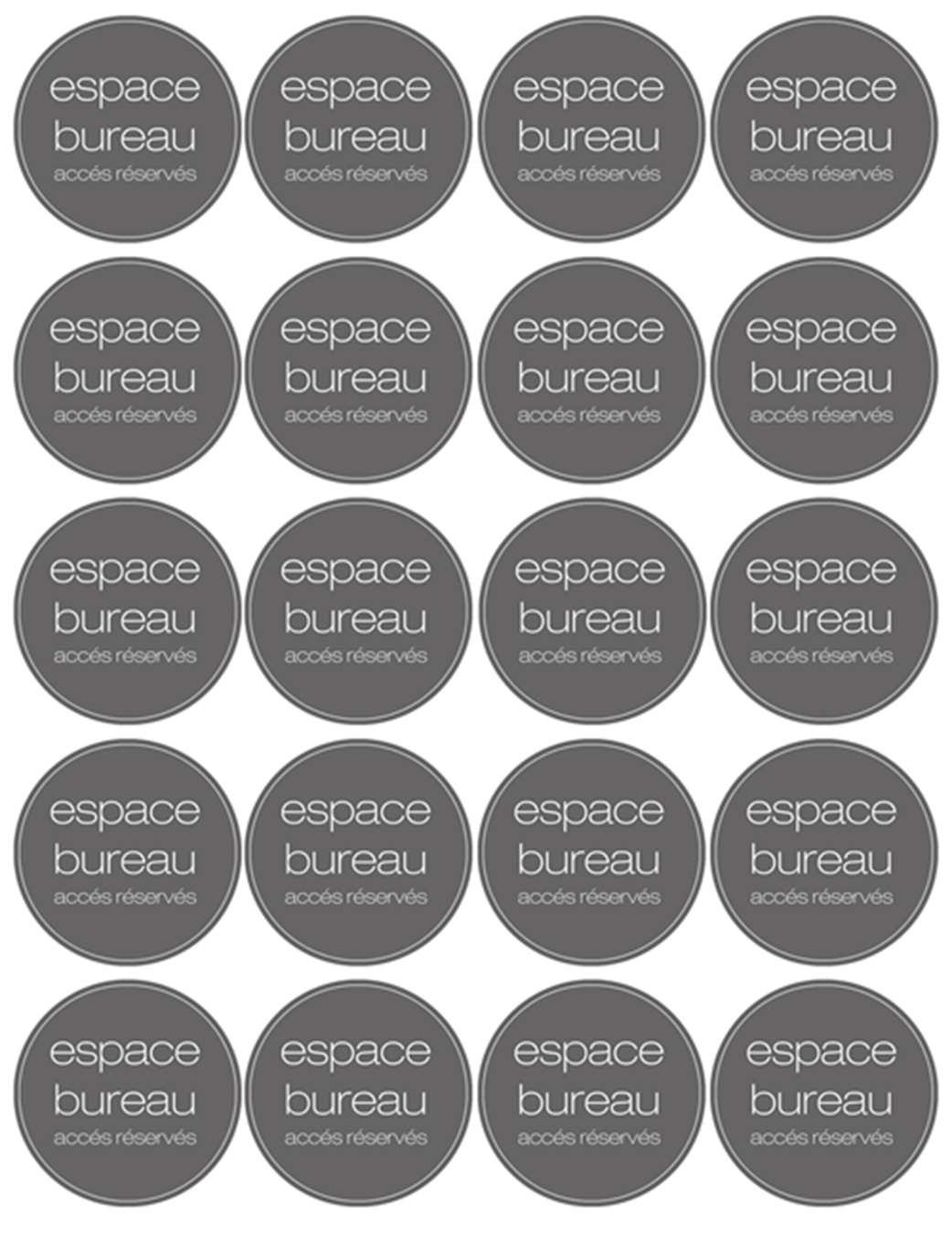 Espace bureau rond (20 fois 5cm) - Sticker/autocollant