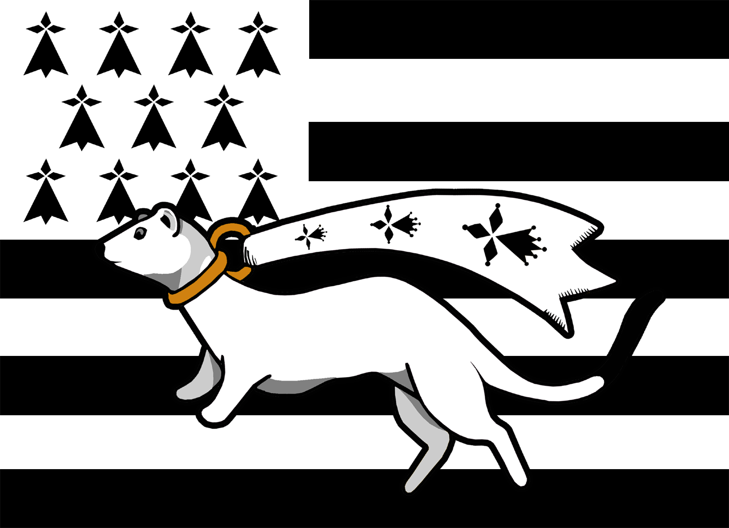 Drapeau Bretagne Hermine - 29x21cm - Sticker/autocollant