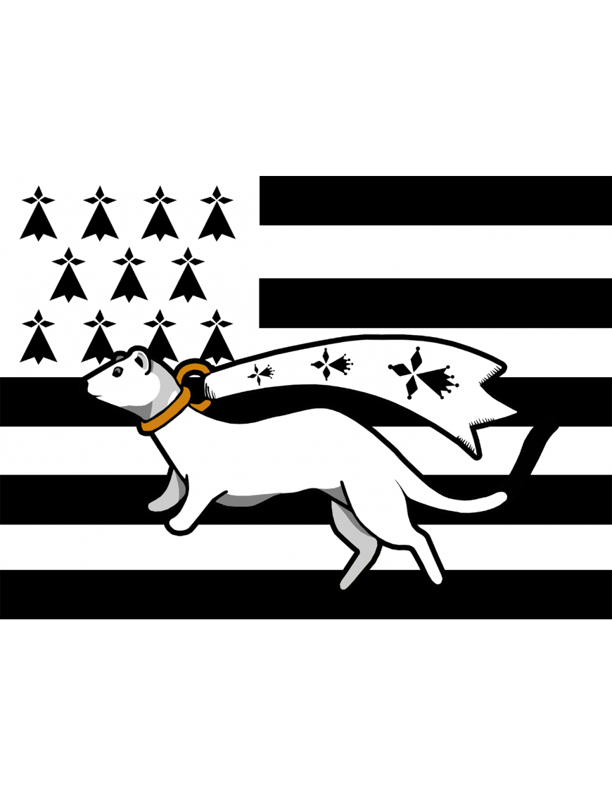 Drapeau Bretagne Hermine - 15x11cm - Sticker/autocollant