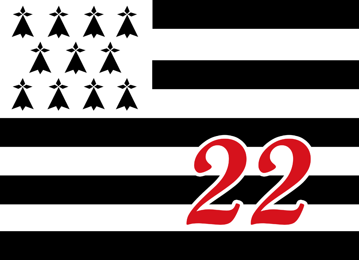 Drapeau Breton 22 - 29x21cm - Sticker/autocollant