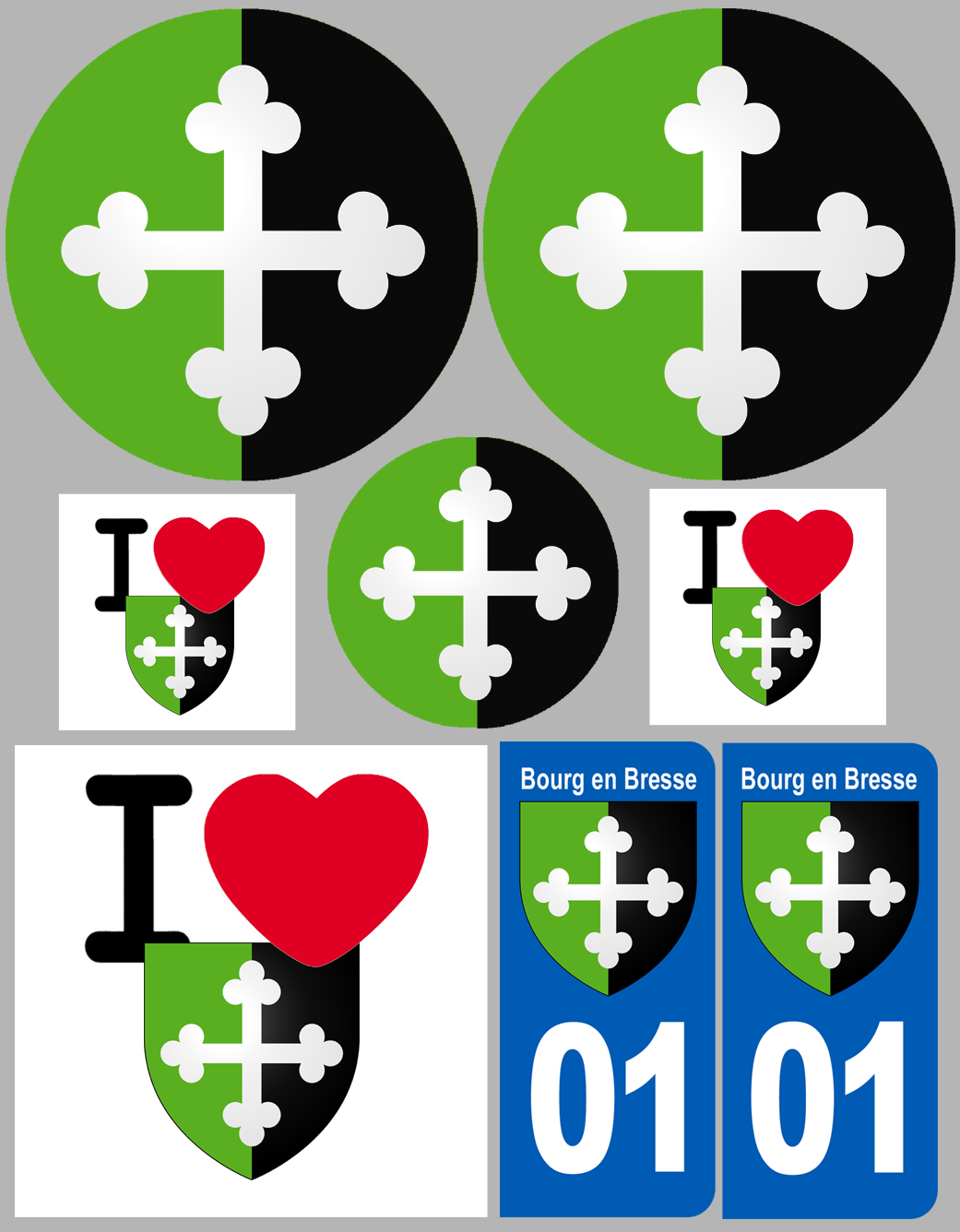 Bourg en Bresse (8 autocollants variés) - Sticker/autocollant