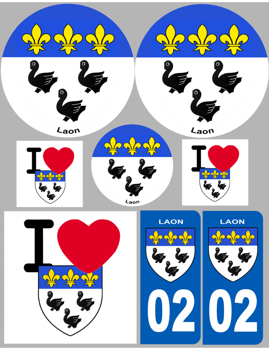 Laon (8 autocollants variés) - Sticker/autocollant