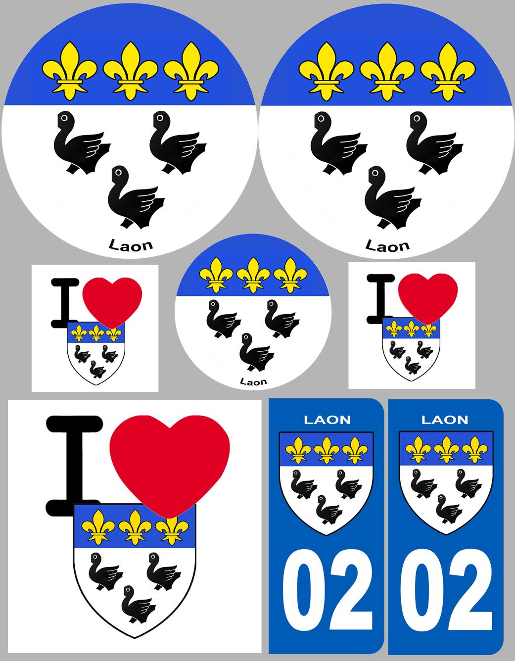 Laon (8 autocollants variés) - Sticker/autocollant