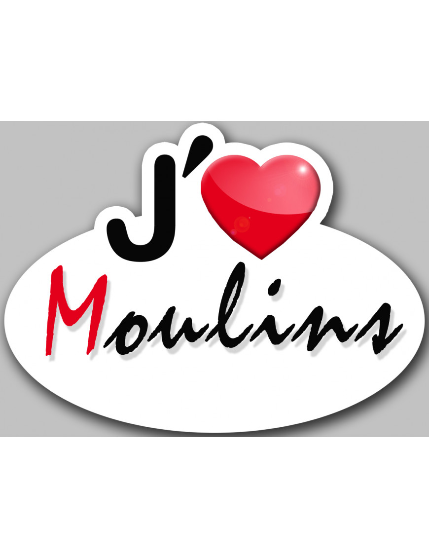 j'aime Moulins (5x3.3cm) - Sticker/autocollant