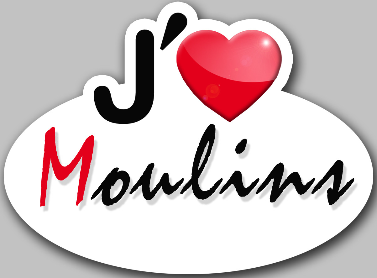 j'aime Moulins (5x3.7cm) - Sticker/autocollant