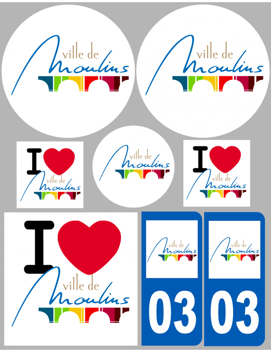 Moulins (8 autocollants variés) - Sticker/autocollant