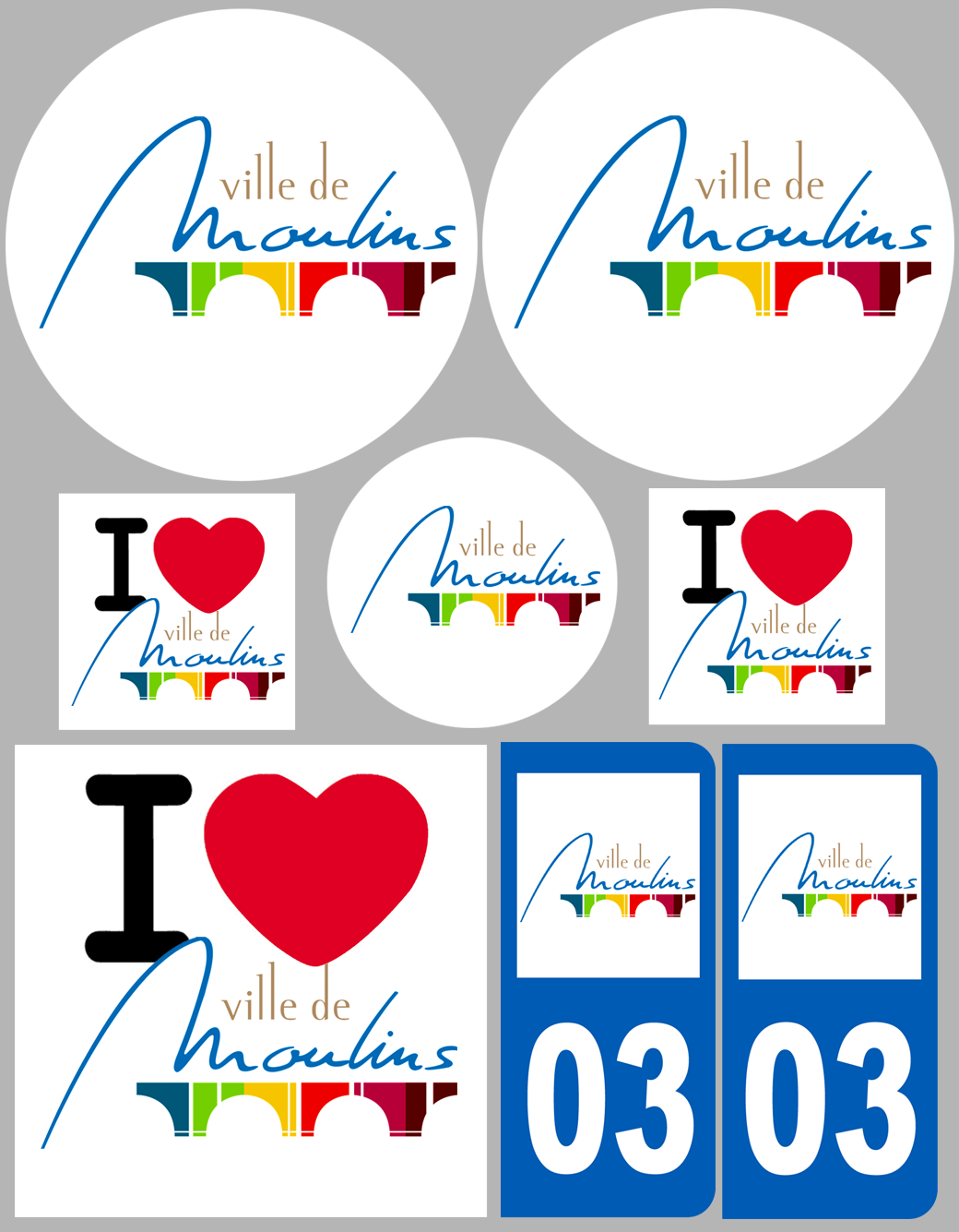 Moulins (8 autocollants variés) - Sticker/autocollant