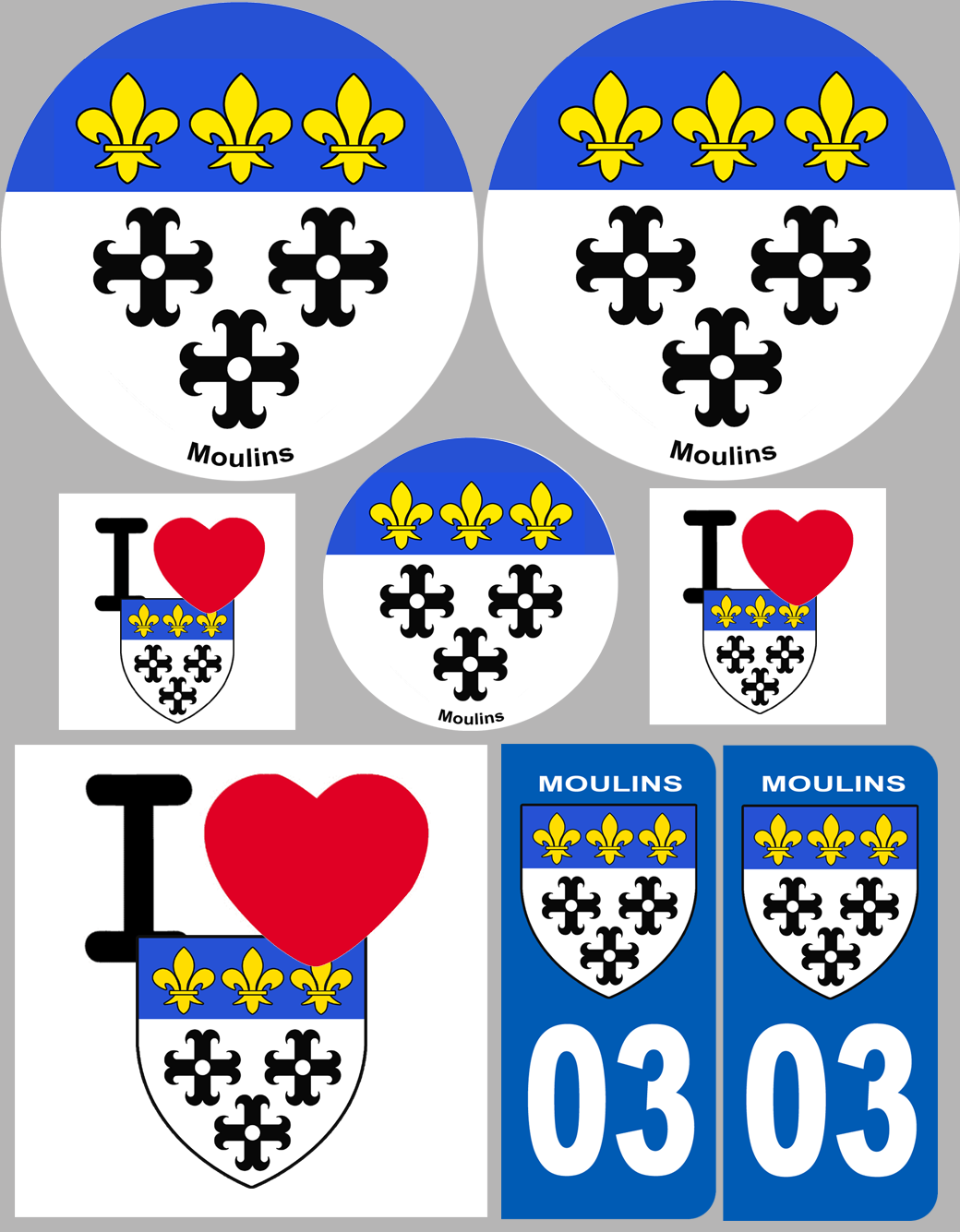 Moulins (8 autocollants variés) - Sticker/autocollant