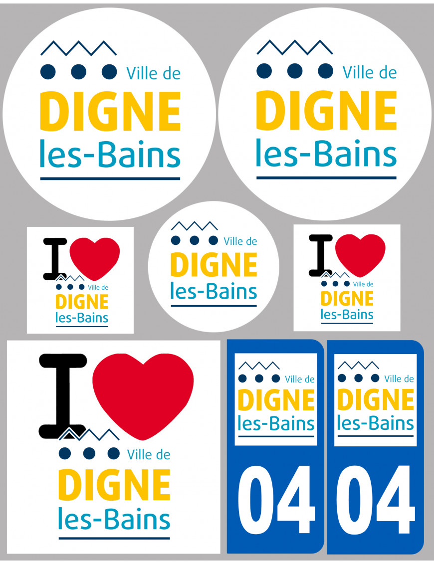 Ville Digne-les-Bains (8 autocollants variés) - Sticker/autocollant