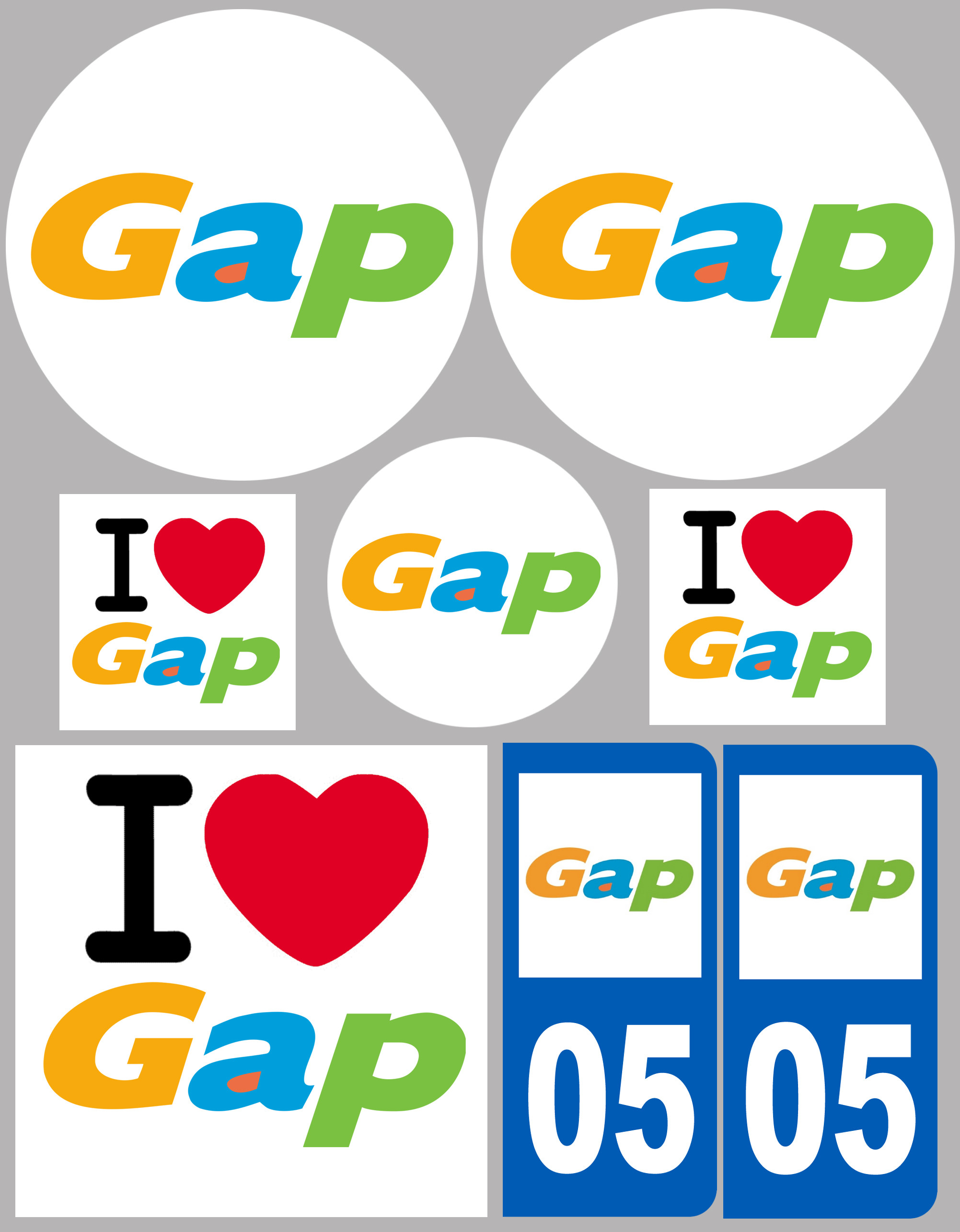 Ville Gap (8 autocollants variés) - Sticker/autocollant