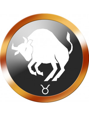 Signe du zodiaque taureau rond doré - 5cm - Sticker/autocollant
