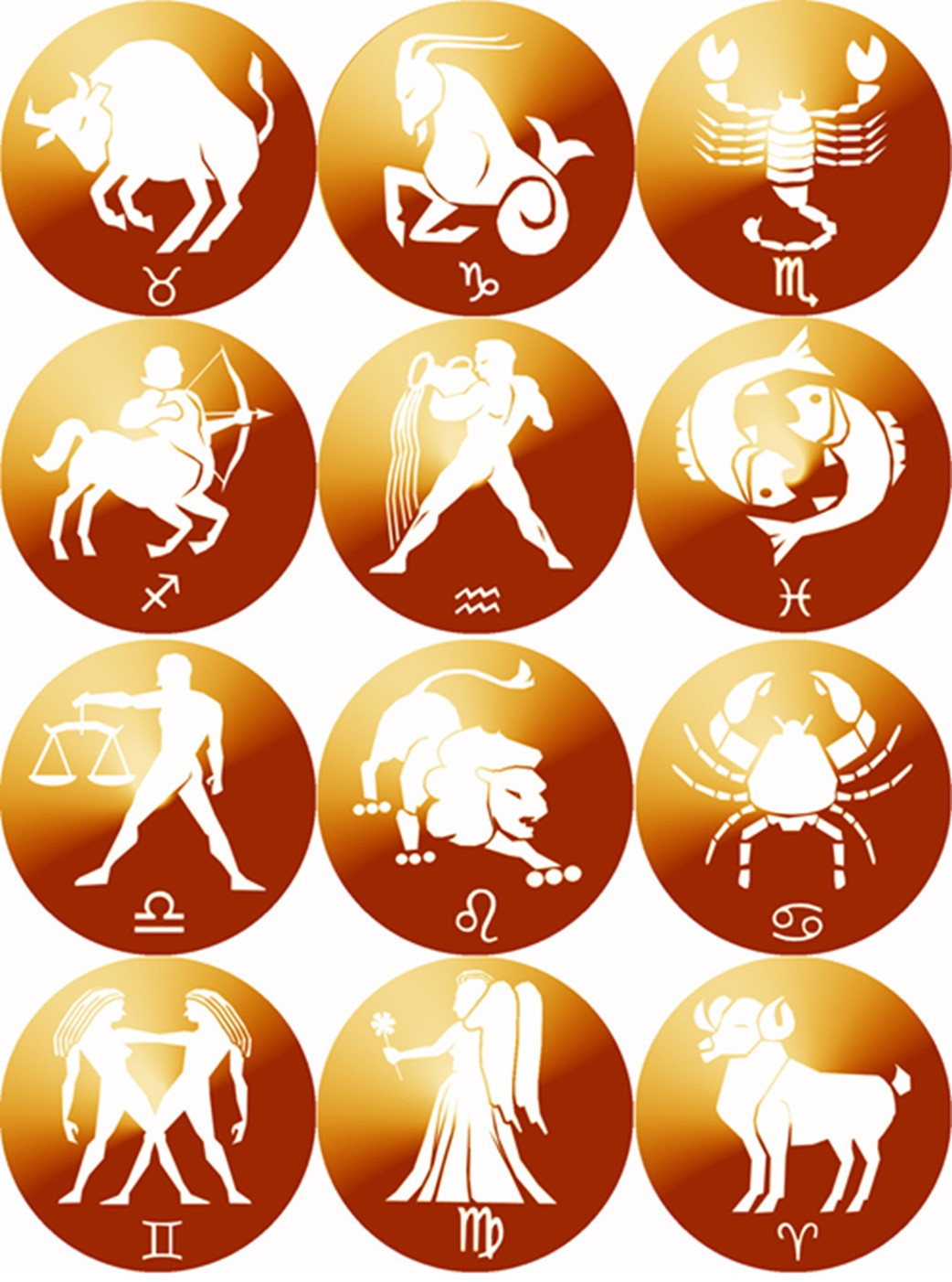 Les signes du zodiaque (12 fois 7cm) - Sticker/autocollant