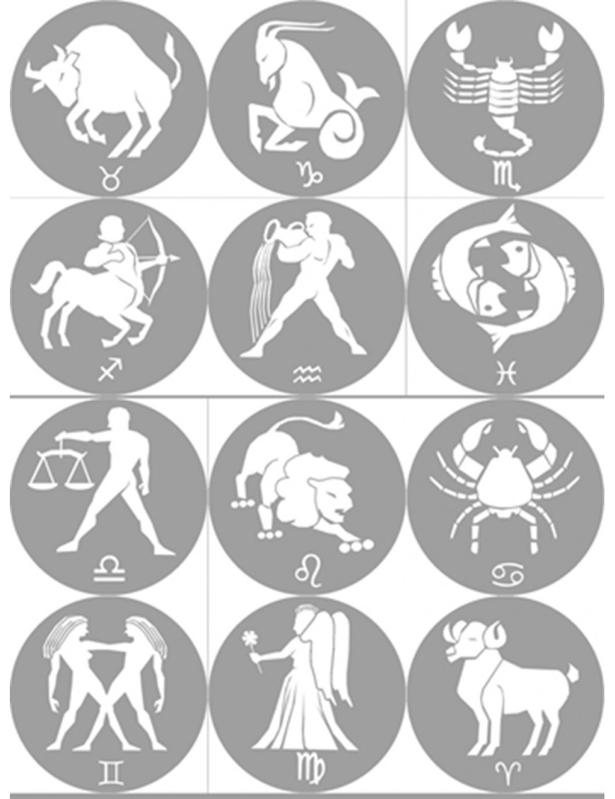 Les signes du zodiaque gris (12 fois 7cm) - Sticker/autocollant