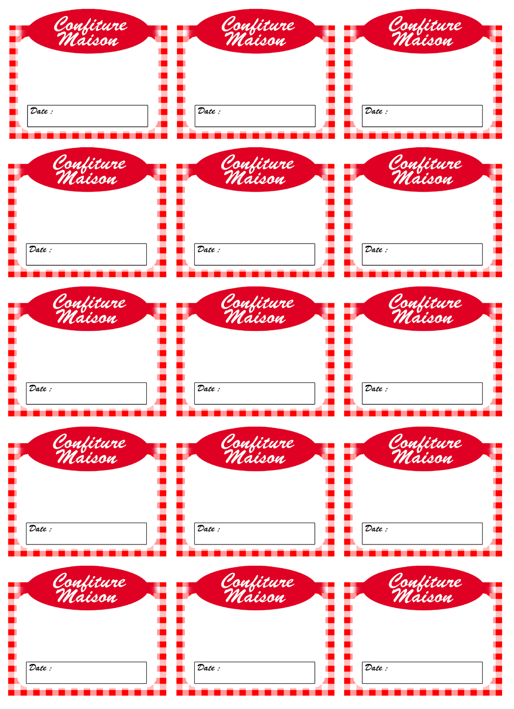 Étiquettes de confiture (15fois 6x5cm) - Sticker/autocollant