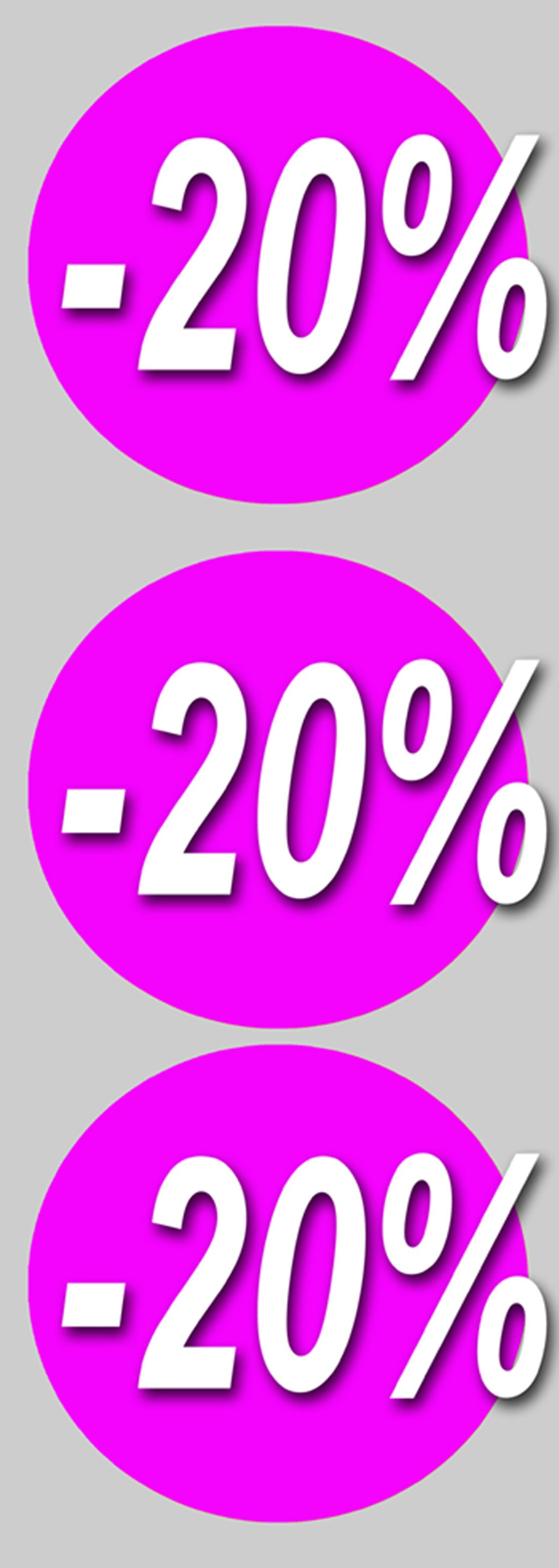 Soldes remise 20% rond (3 fois 10cm) - Sticker/autocollant