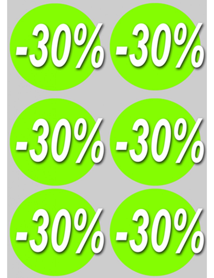 Soldes remise 30% rond (6 fois 10cm) - Sticker/autocollant