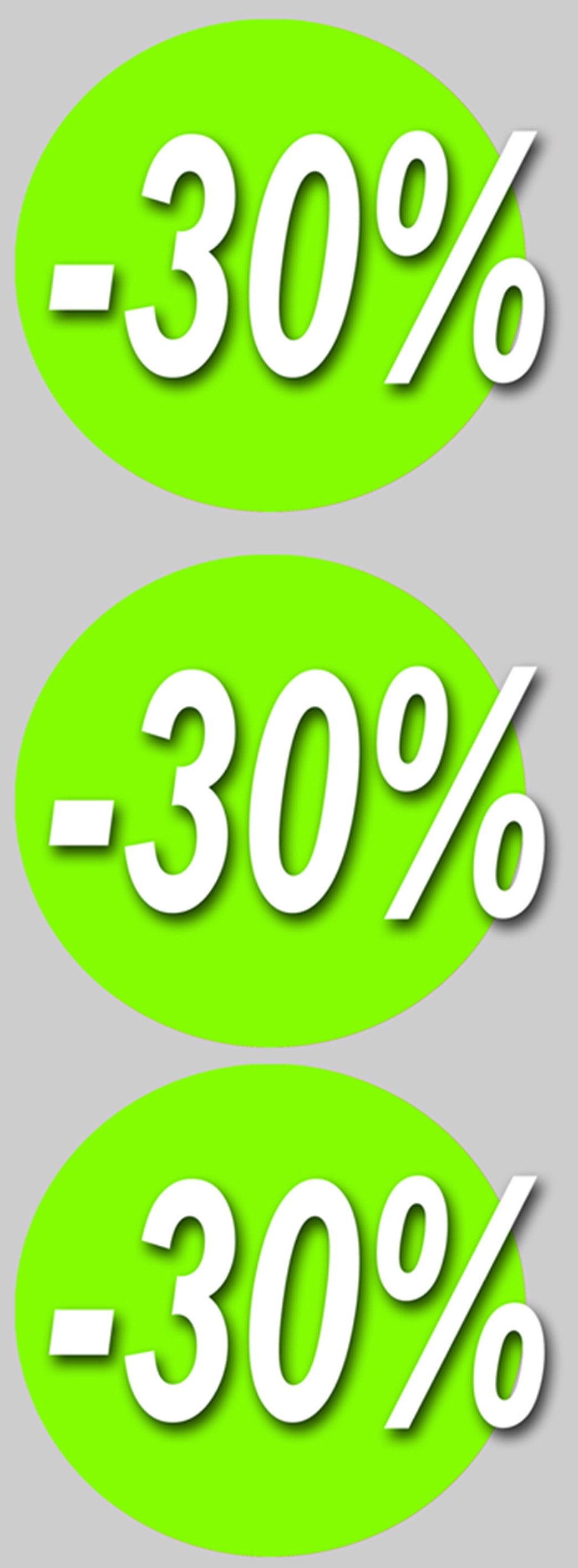 Soldes remise 30% rond (3 fois10cm) - Sticker/autocollant