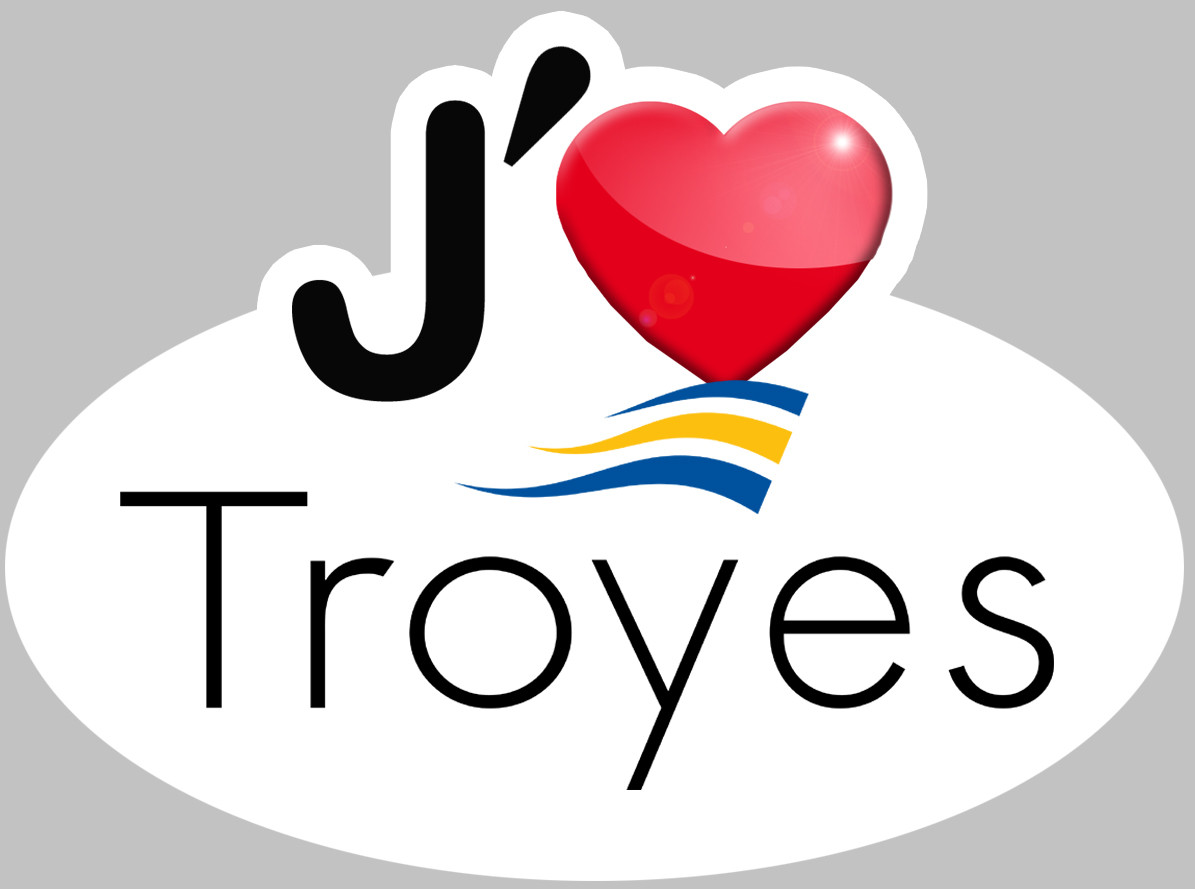 j'aime Troyes (5x3.5cm) - Sticker/autocollant