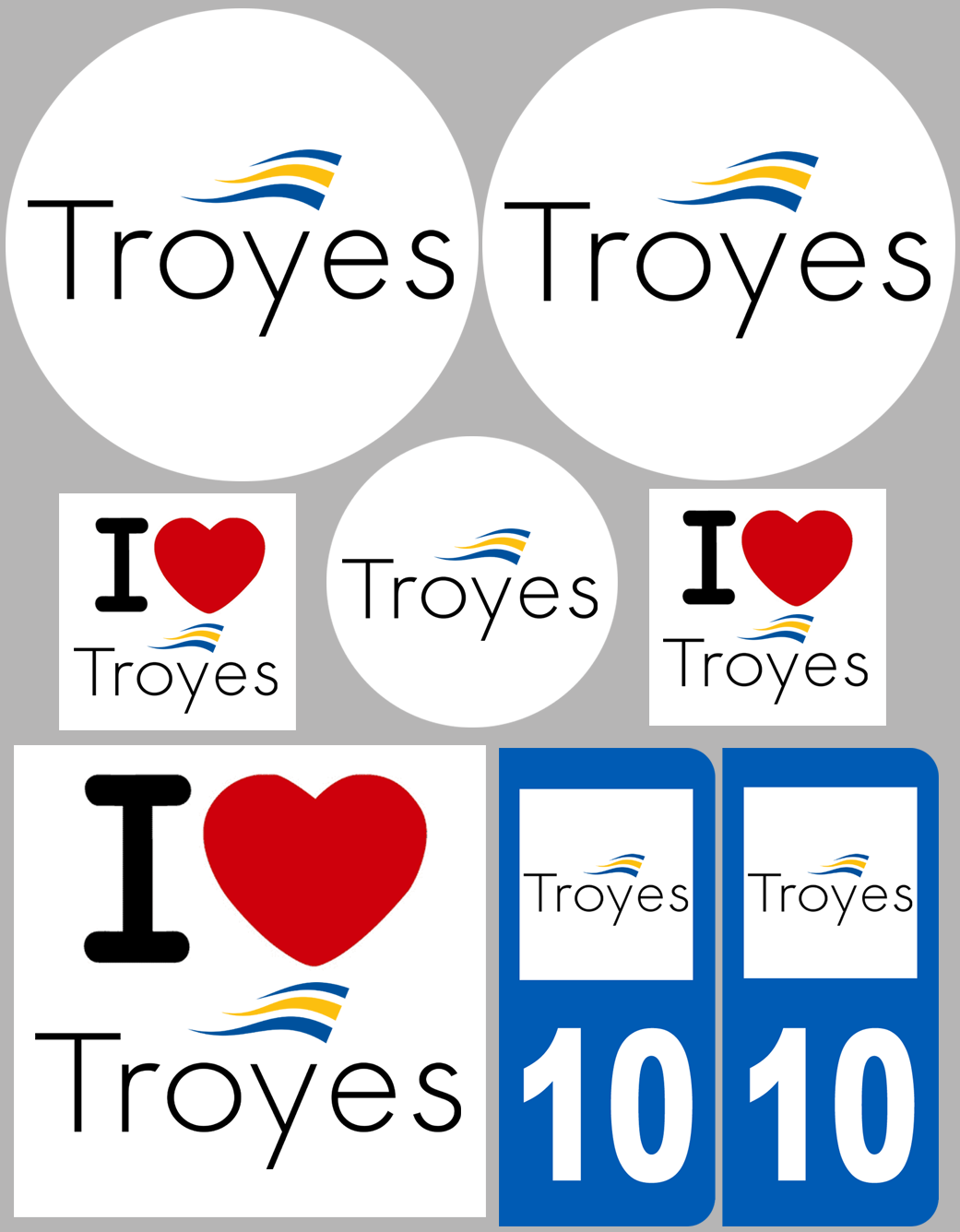 Troyes (8 autocollants variés) - Sticker/autocollant