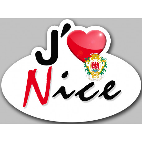 j'aime Nice - 5x3.5cm - Sticker/autocollant