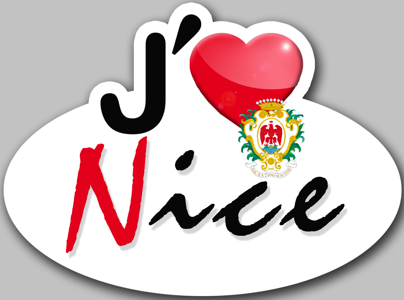 j'aime Nice - 5x3.5cm - Sticker/autocollant