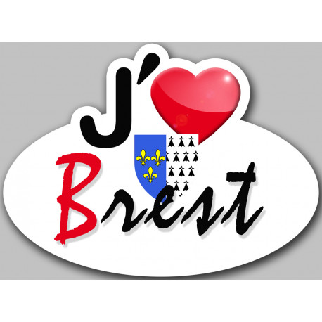 j'aime Brest - 5x3.7cm - Sticker/autocollant