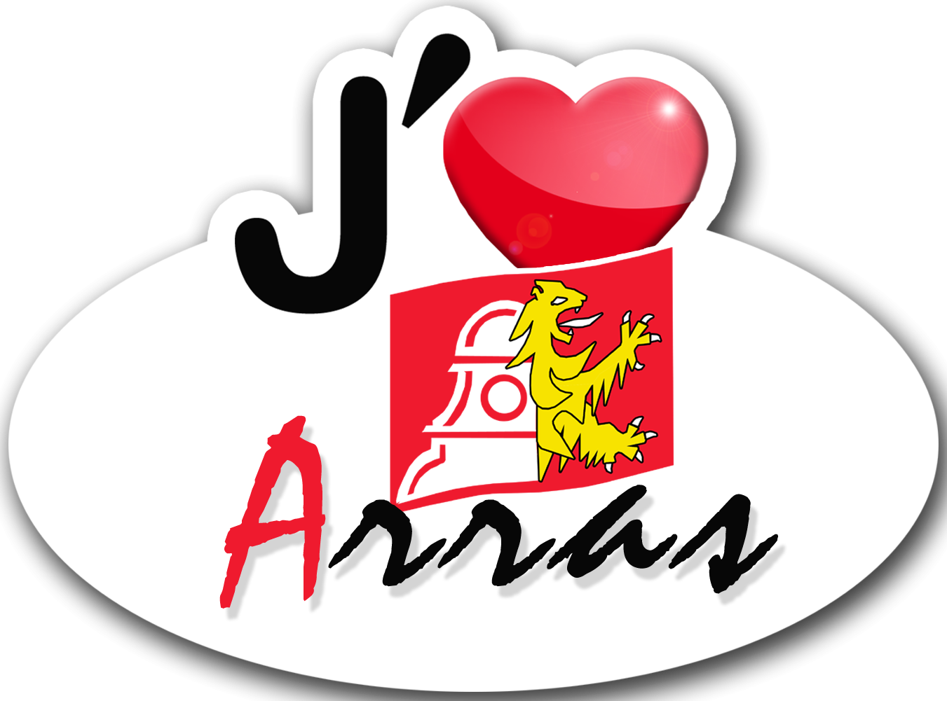 j'aime Arras - 15x11cm - Sticker/autocollant